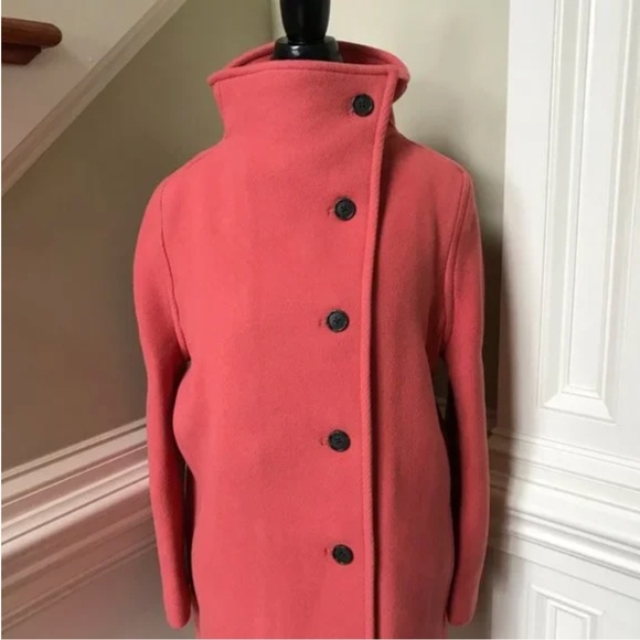 NWT JCREW Villa Cocoon Coat Womens P0 Coral Mid Length Stadium Cloth Wool Petite - Picture 5 of 11